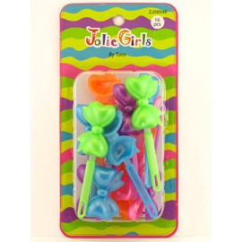 Jolie Girls By Tara Self Hinge Plastic Bow Hair Barrettes - 16 Pcs.
