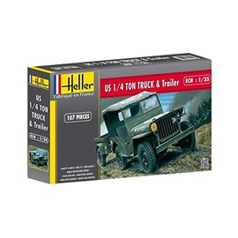 Heller 81105 Modellbausatz Jeep Willis & Trailer