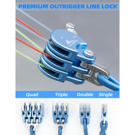 BLUEWING Blue Water Outrigger Halyard Line Lock Pulley Single with Stainless Steel/Brass Snap Swivel for Offshore Fishing, Blue