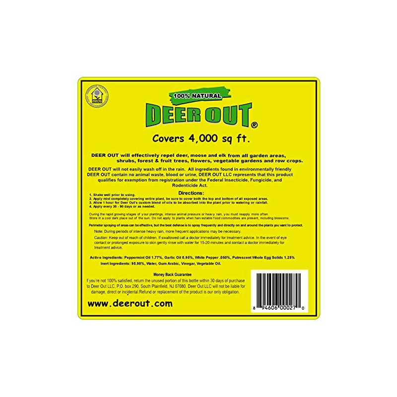 Deer Out 1 Gallon Ready-to-Use Deer Repellent (Pack of 4)