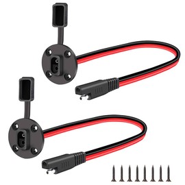 Jienk 2PCS 1FT 10AWG SAE Connector Power Socket Sidewall Port, Weatherproof Quick Disconnect SAE Male to Female Flush Mount Extension Cable for Solar Panel Generator Battery Charger