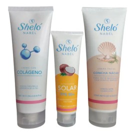 Combo Facial Concha Nácar Colágeno, Bloqueador Uv Shelonabel