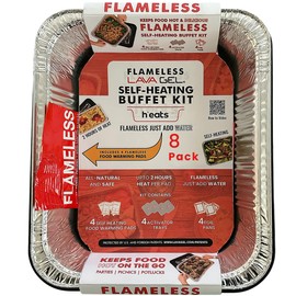 Lava Gel Flame-Free Catering Heat Pads & Buffet Kits – Sustainable Natural Mineral Food Warming Solution for Full & Half Pans (Party Kit/Pack of 8)