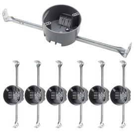 MAKERELE 4" Dia PVC Adjustable Round Ceiling Outlet Electrical Box, Grey Adjustable Ceiling Junction Box for Light Fixtures, 20 Cubic-inches Round Electrical Outlet Box with ETL Listed(6 Pack)