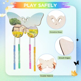 Children's Birthday Crafts, Wind Chime Craft Set Children, Wind Chime Wood, Craft Set Spring Children, Butterfly Craft Set, Butterflies Wood for Girls Boys DIY Crafts School Nursery