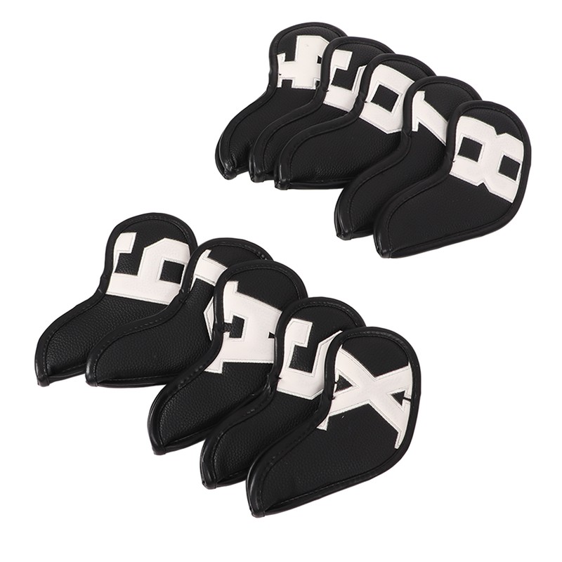 10pcs set PU Waterproof Golf Club Iron Cover Fine Sewing