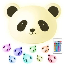 Pandabär Nachtlichter - Kinderzimmer Nachtlicht - USB-C Wiederaufladbar mit Fernbedienung - Baby Light - Led Nachtlicht Kinder - Silkon Dimmbar Kinderlampe - Nachttischlampe