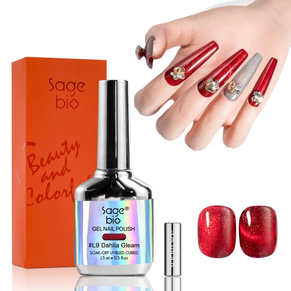SAGEBIO Cat Eye Gel Nail Polish, 15ml Magnetic Gel, High-Gloss
