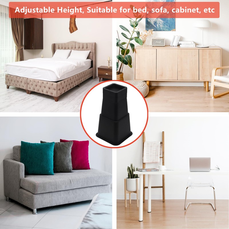 HANIHUA Adjustable Bed Risers 10 inch Heavy Duty (Set of
