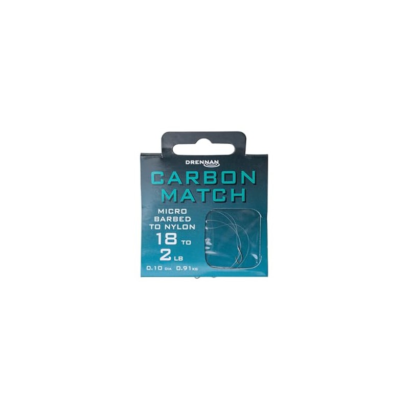 Drennan Carbon Match Hooks To Nylon - 20 to 2lb