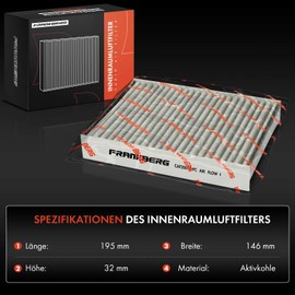 Frankberg 2x Cabin Air Filter Pollen Filter with Activated Carbon Compatible with C1 II PA PS 1.0L 1.2L 108 1.0L 1.2L Aygo B4 1.0L 1.2L 2014-2024 Replace# B000975480