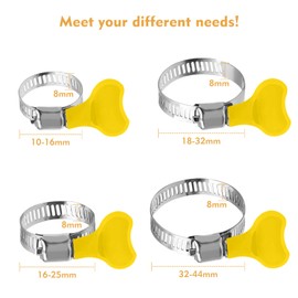 16Pcs Pipe Clips Set,Adjustable Metal Stainless Steel Brake Hose Clamp,4 Size Hose Clips Combination Set 10-16, 16-25, 18-32, 32-44,for Fixing Flexible Flexible Hose Pipe Clips
