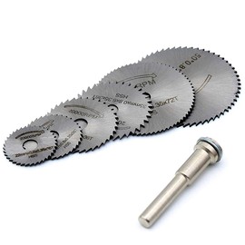 Circular Saw Disc Set, HSS Saw Discs Wheel Cutting Blades with 1/4" Shank Mandrel for Dremel Rotary Tools (22mm, 25mm, 32mm, 35mm, 44mm, 50mm)