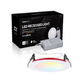 TORCHSTAR 6 Inch 5CCT 2 Hour Fire Rated LED Recessed Lights, UL263 Listed, 2700K/3000K/3500K/4000K/5000K, Ultra-Thin Recessed Lighting with J-Box, CRI90, Dimmable Slim Downlight, ETL & ES & T24
