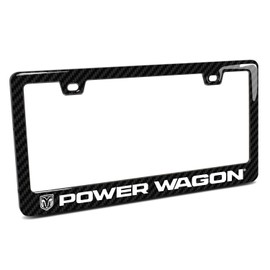 iPick Image for RAM Power Wagon Black Real Carbon Fiber Finish ABS Plastic License Plate Frame