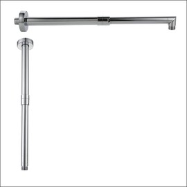 Bropury adjustable L-Shaped 11.5-18Inch Shower Head Extension Arma and conversion 11-19 Inch Ceiling Mounted Shower Arm with Flange (Chrome)