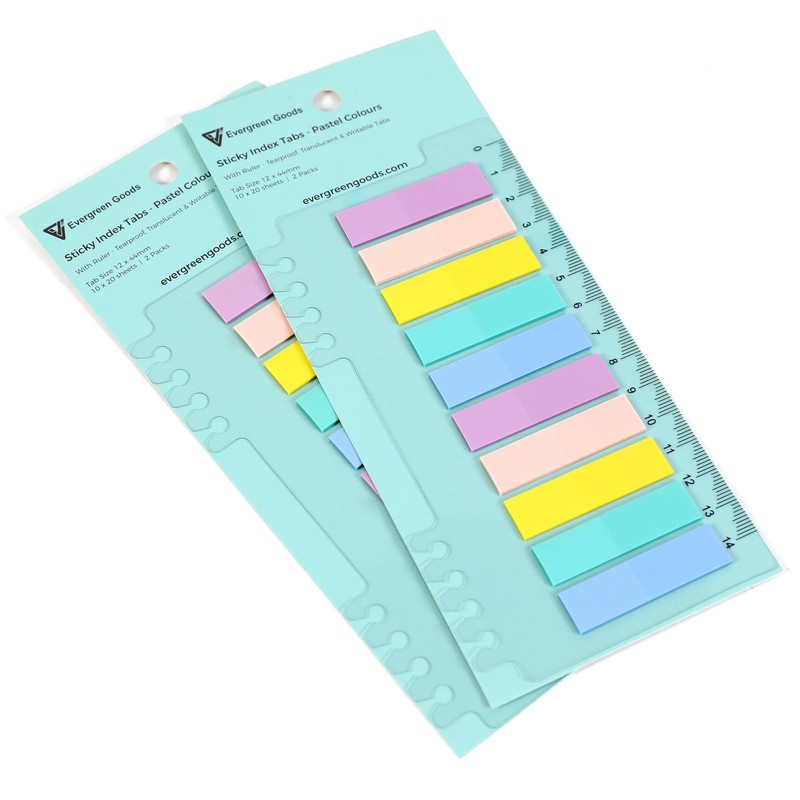Evergreen Goods Sticky Index Tabs 2 Pack, 400 Sheets 10