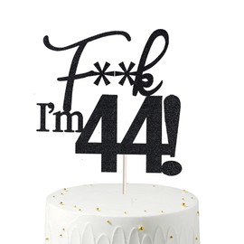 44 decoraciones para tartas, 44 decoraciones para tartas de cumpleaños, purpurina negra, divertida decoración para tartas de 44 para hombres, 44 decoraciones para tartas para mujeres, decoraciones de 44 cumpleaños, decoración para tarta de 44 cumpleaños 