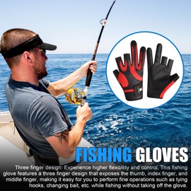 Fishing Gloves for Men and Women,Three Finger Waterproof Sunscreen Fishing Gloves - Quick-Dry Ice Silk Mittens for Boating, Kayaking, Hiking, Running