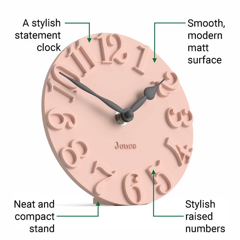 Jones Clocks® Hampstead desk clock | Freestanding | Rose pink