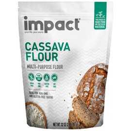 Impact - Conventional Cassava Flour, Gluten, Grain, Dairy, Soy & Nut Free, Vegan, Non-GMO, Fine Texture, All-Purpose Baking Flour - 2lb Resealable Bag