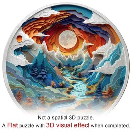 Jigfoxy Wooden Puzzle for Adults, 3D Visual Full Sun in The Mountains Wooden Jigsaw Puzzles for Adult, Unique Animal Shape Wood Cut Puzzles, for Friends Family (S-8.5 * 8.5in-100pcs)