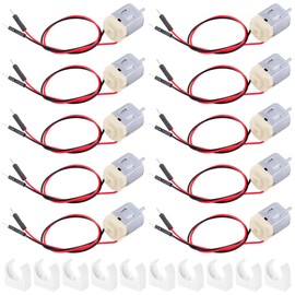 JYUDAUFU 10 Pcs Micro 130 DC Motor DC 3-6V 0.4-0.45A Electric Motor 2000-20000RPM 2mm Shaft 130 Miniature DC Motor for Arduino/Toy Car/DIY Hobby, with Jumper Wire, Motor Stand
