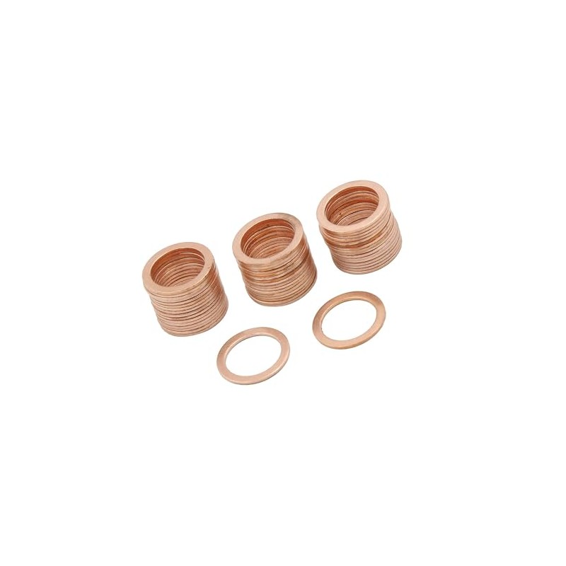 Partuto 15mm Inner Dia Copper Crush Washers Car Flat Sealing