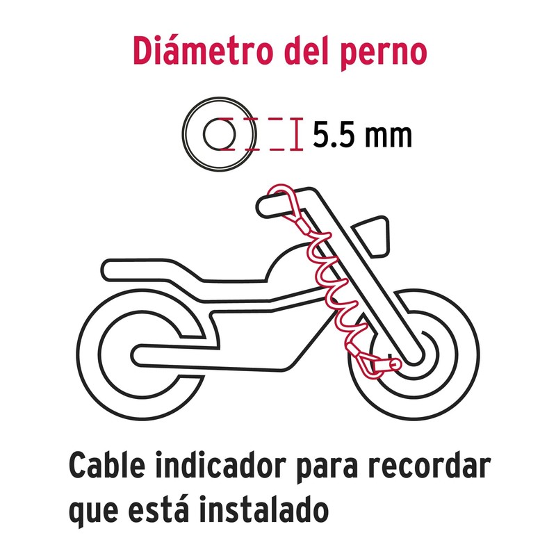 Hermex CB-55 Candado para disco de motocicleta, perno de 5.5