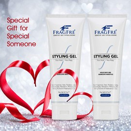 FRAGFRE Men Hair Styling Gel Fragrance Free 8 oz - pH Balanced for Men with Sensitive Skins - Not Too Firm or Too Light - Just Normal Hold for Normal Hair Styles - Hypoallergenic (Bumps Be Gone!)