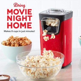 Dash Turbo Pop Popcorn Maker - Theater-Style Popcorn Machine - Comes with Measuring Cup & Butter-Melting Tray - Convenient, Space-Saving Design - 8 Cups, Red