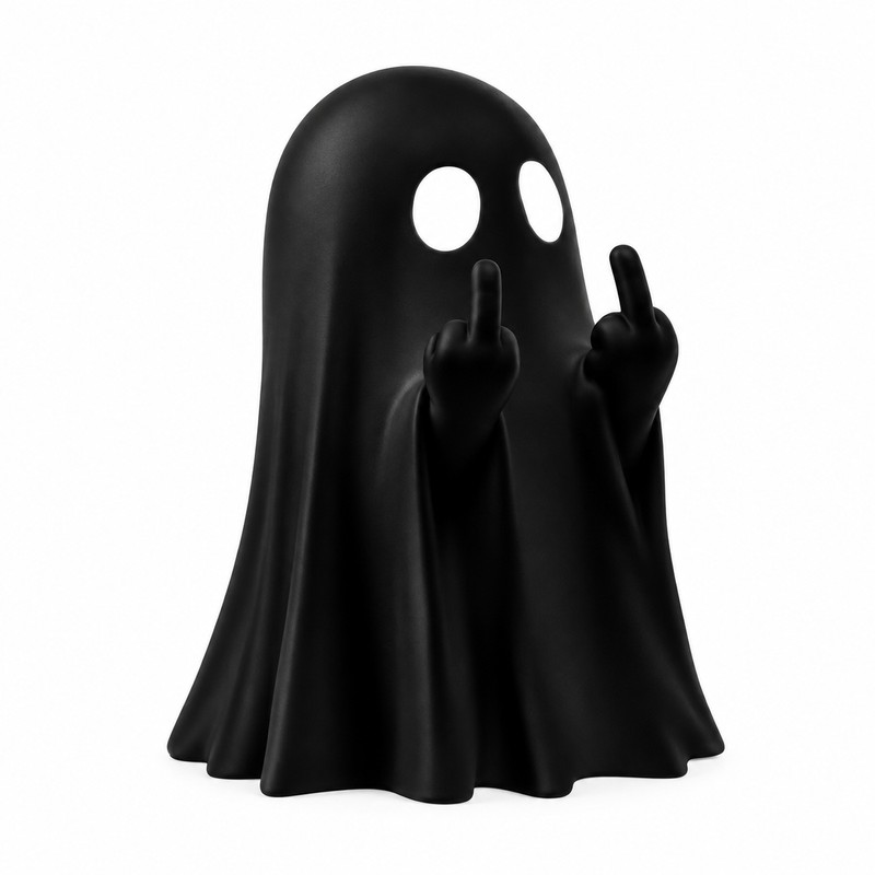 Cute Middle Finger Ghost Statue, Small Halloween Decor for Home,