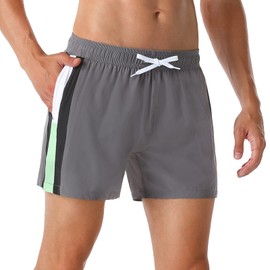 unitop Traje de baño clásico para hombre, diseño colorido con forro de malla, Gris-561, 34