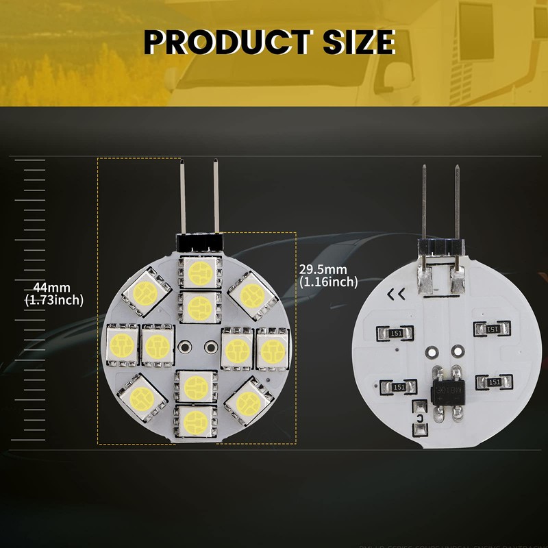 YM E-Bright 12-Pack G4 Puck Lights LED Bulbs Side Pin