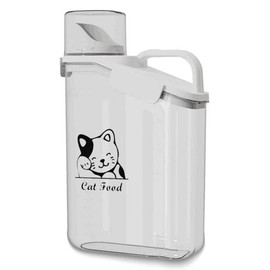 Brabtod Cat Food Storage Container Airtight |3 Qt/2.8 L Clear Plastic Cat Puppy Food Treats Container with Measuring Cup|Hold up to 3.8 lbs of Pet Food|Portable Food Containers for Travel| BPA Free