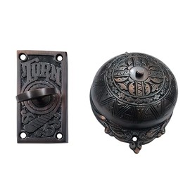 Adonai Hardware Gazzam Brass Manual Old Fashion Door Bell or Twist Door Bell or Hand-Turn Door Bell (Oil Rubbed Bronze)