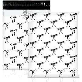 JarThenaAMCS 100Pcs Black Bow Poly Mailers 10 x 13 Inch Cute Bowknot Packaging Bags Self Seal Mailing Envelope Bags for Small Business Clothing Packing Moving