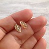 Leaf Stud Earrings Gold Filled 14k Tiny Everyday studs
