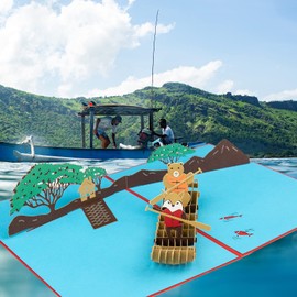 KIMI - HOSI 3D Pop Up Greeting Card with 1 Envelope, Birthday Card, Thank You Card, 3D Foldable Greeting Card, Pop-Up Boating Greeting Card for Wife, Mother, Husband, Boyfriend, Child