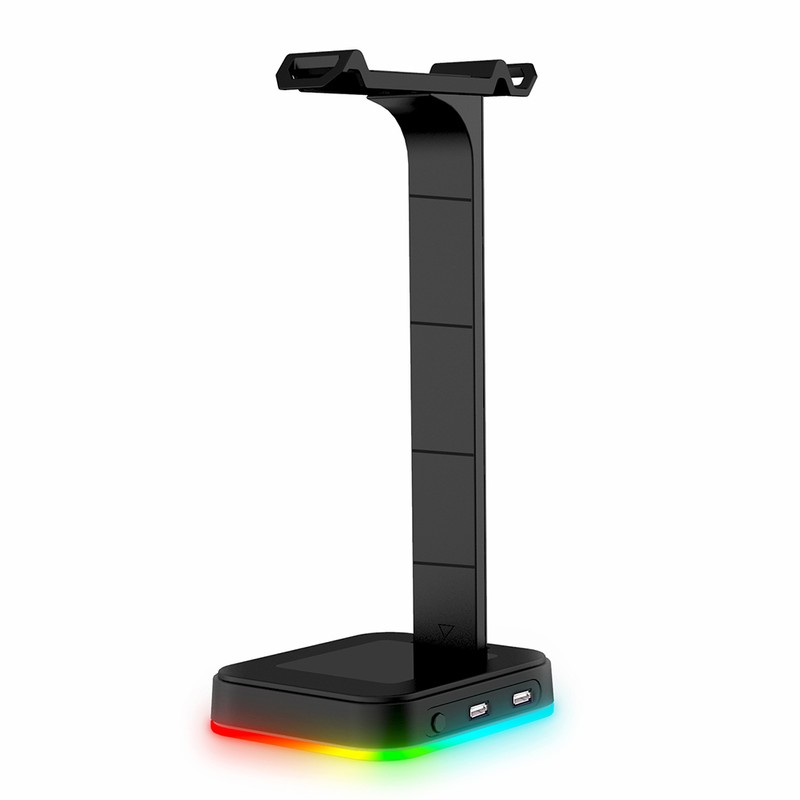 RGB Headphones Stand Dual USB Interface Headphone Holder Earphone Display