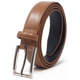 Ashford Ridge Mens 30mm (1.25") Suit Trouser Feather Stitched Leather Belt Tan Medium