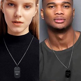 DOMYUHAO Christian Jesus Is King Bible Verses Dog Tag Necklace Gifts for Men Women -Personalization Engraved Stainless Christian Wedding Pendant Gifts (Black 3)