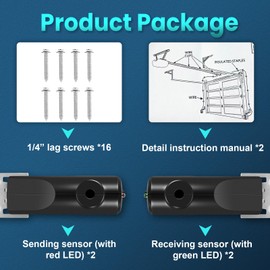 2Pcs GSTB-R STB-BL Safety Sensors, Compatible with Genie/Overhead Garage Door Openers Made After 1993, Replacement for Genie/Overhead Garage Door Sensors & Safety Beam