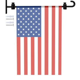 Koutemie Wall Garden Flag Stand Holder Pole with Stoppers for 12 x 18 Outside Small Yard Flags Décor, One Piece Wall Mounted Metal Garden Flag Scroll Hanger for Mailbox Post, Black