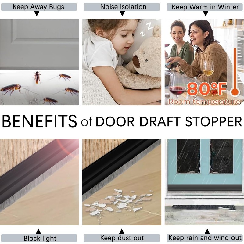 2 Pack Draft Stoppers for Bottom, Under Door Draft Stoppers