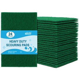 HOMEXCEL Heavy Duty Scouring Pad, 24 Pack Green Scrubbing Pads, Dish Scrubber Reusable for Cleaning, Multipurpose Scrub Pads for Household Kitchen Dishes Pots Pans & Metal Grill