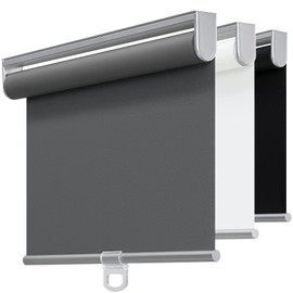 TOVALOR Cordless 100% Blackout Roller Shades for Windows,UV Protection Pull Down Shades,Room Darkening Door Blinds Thermal Insulated Fabric for Home Office and Bedroom(14" W x 72" H,Grey)