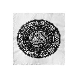 Ambesonne Celtic Dragon Hairscarf, Triple Horns of Odin, Head Wrap, Charcoal Grey and White