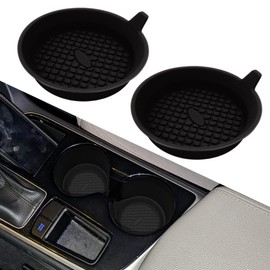 HQRNYP 2PCS Car Cup Holder Coaster, Silicone Cups Mats, Silicone Cup Holder Insert, Automotive Universal Non-Slip Recessed Interior Accessories for Women and Man (Black)