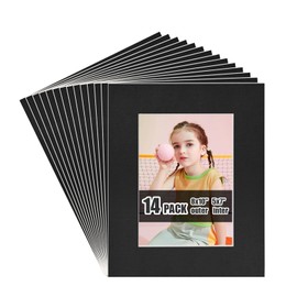 Egofine 8x10 Black Picture Mats Pack of 14, Frame Mattes for 5x7 Pictures, Acid Free, 1.2mm Thickness, with Core Bevel Cut